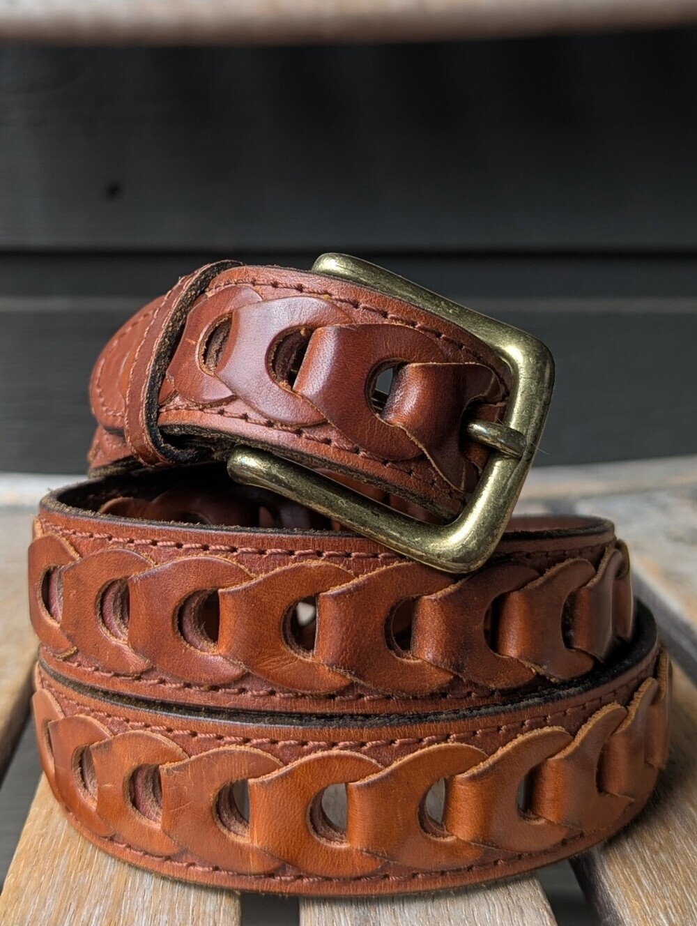 Dockers Tan Brown Genuine Leather Link Belt Size 34